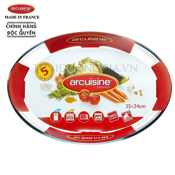 Bộ 3 cỡ khay thủy tinh vi sóng, lò nướng bầu dục sản xuất tại Pháp Arcuisine