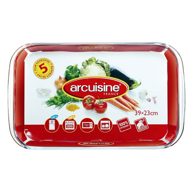 Khay thủy tinh vi sóng, lò nướng chữ nhật Pháp Arcuisine