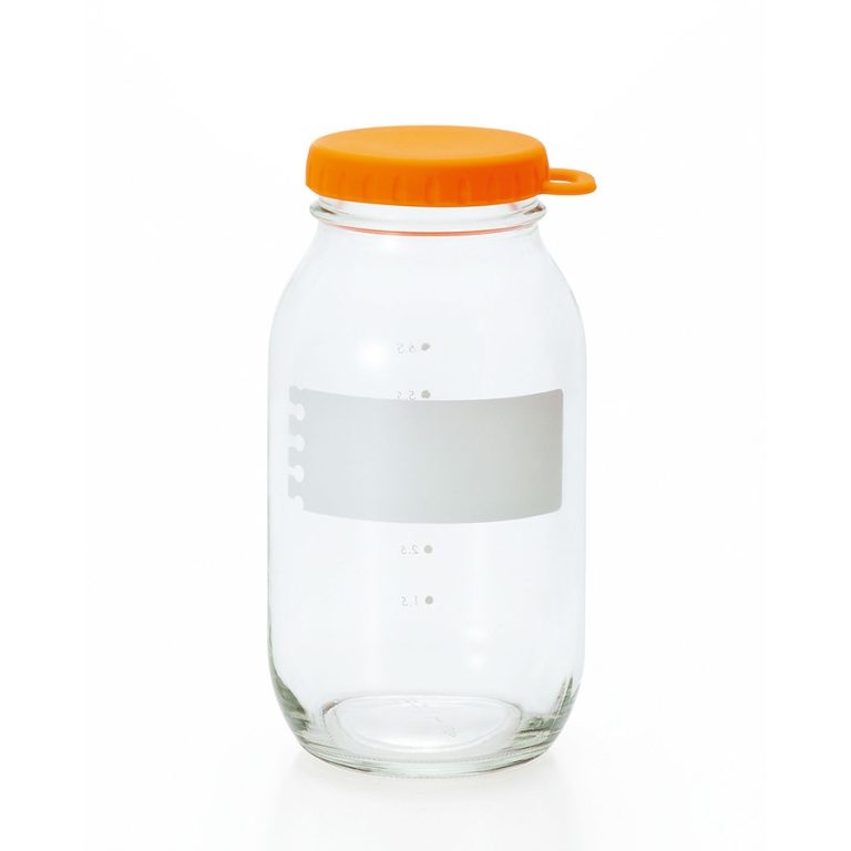 Lọ, hũ thủy tinh 200ml, 320ml, 900ml, 1800ml eCap nắp silicon dễ mở màu cam Nhật Bản Aderia