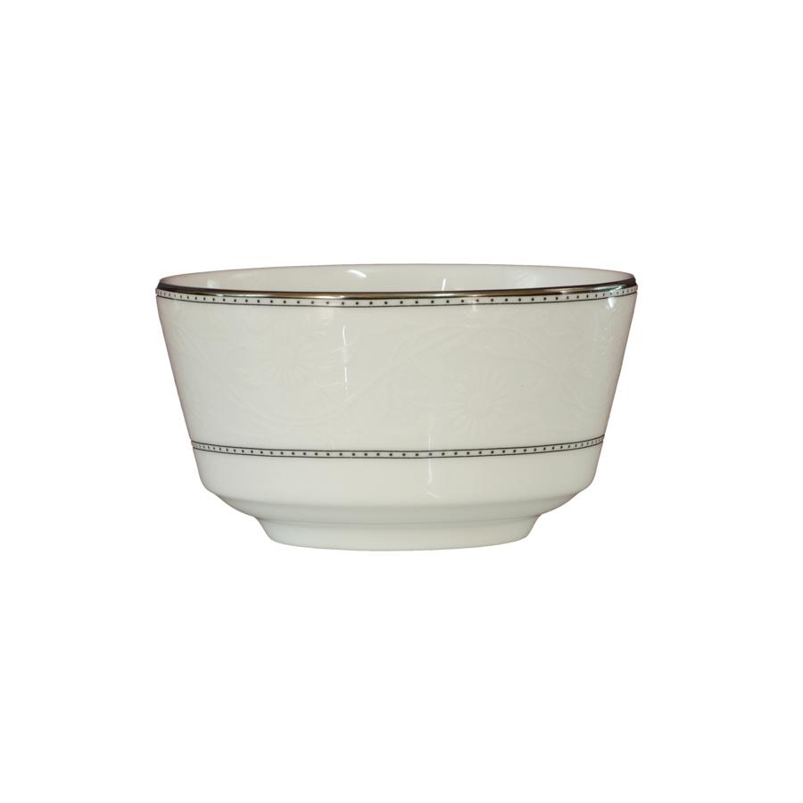Bát ăn cơm 11cm trắng sứ tro xương viền bạc Hàn Quốc Haengnam 10040