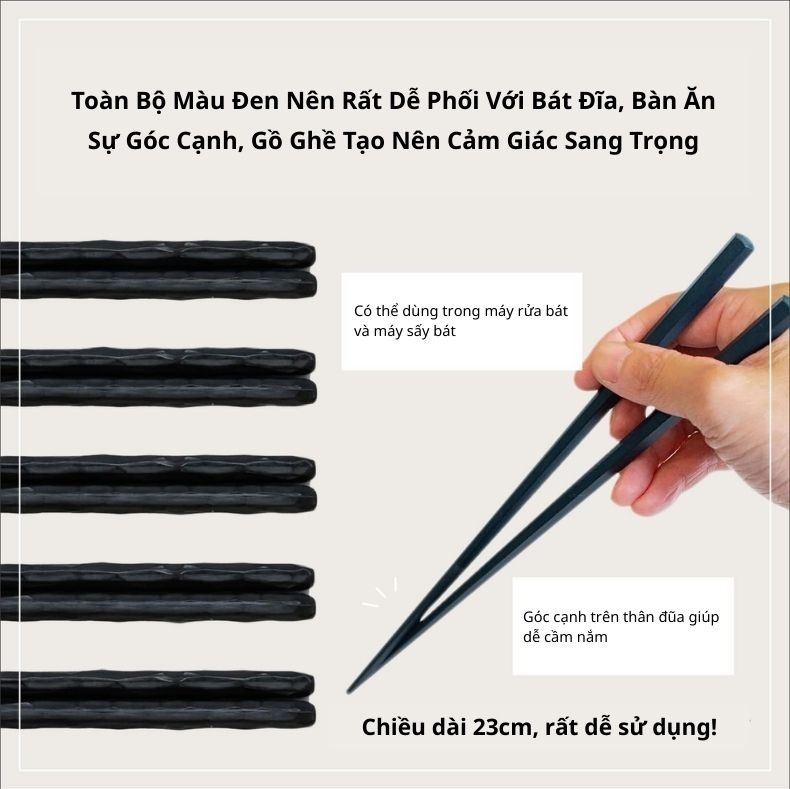 Vỉ 5 đôi đũa nhựa 23cm Nhật Bản Sunlife-316849