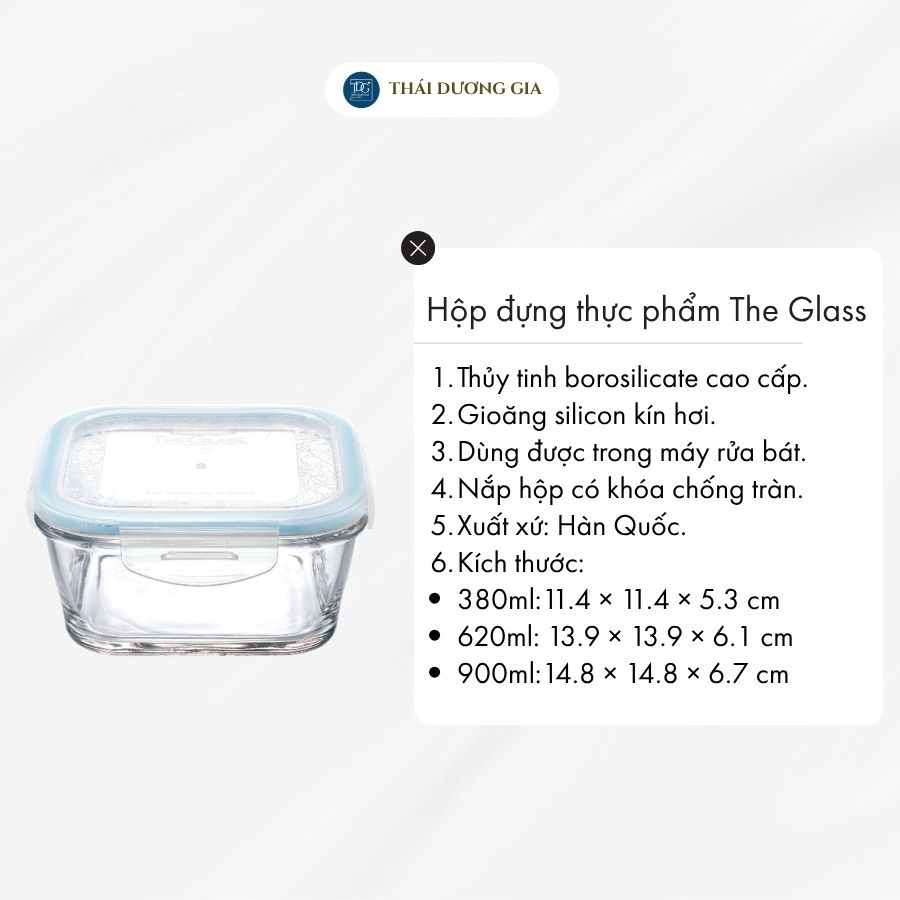 Hộp đựng thực phẩm vuông Hàn Quốc The Glass