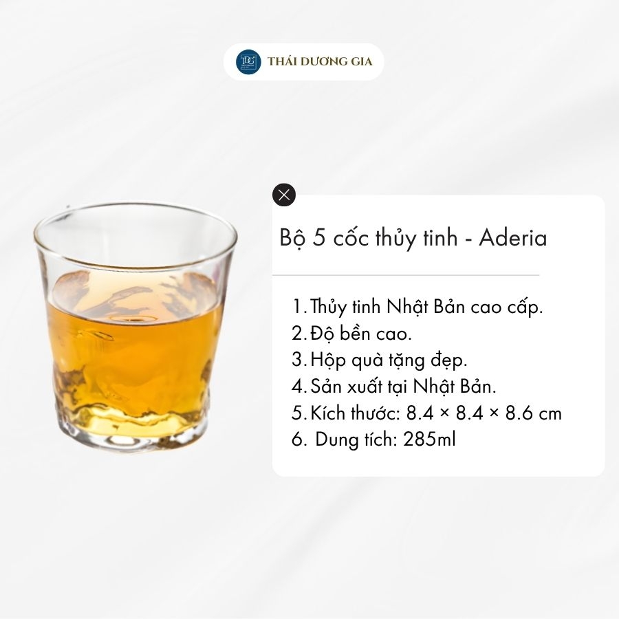 Bộ 5 cốc thủy tinh 285ml Nhật Bản Aderia S-5766