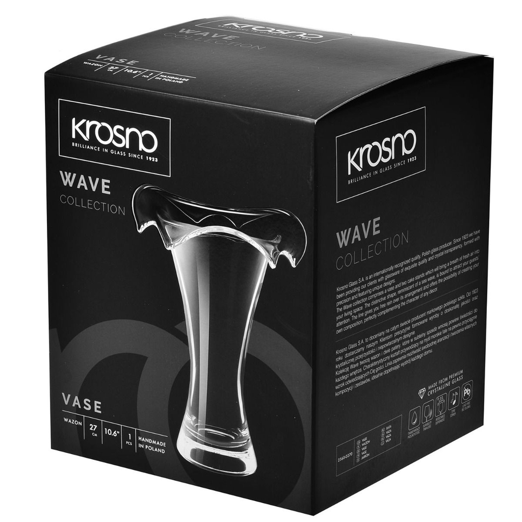 Bình hoa pha lê WAVE cao 27cm Ba Lan Krosno – 788531
