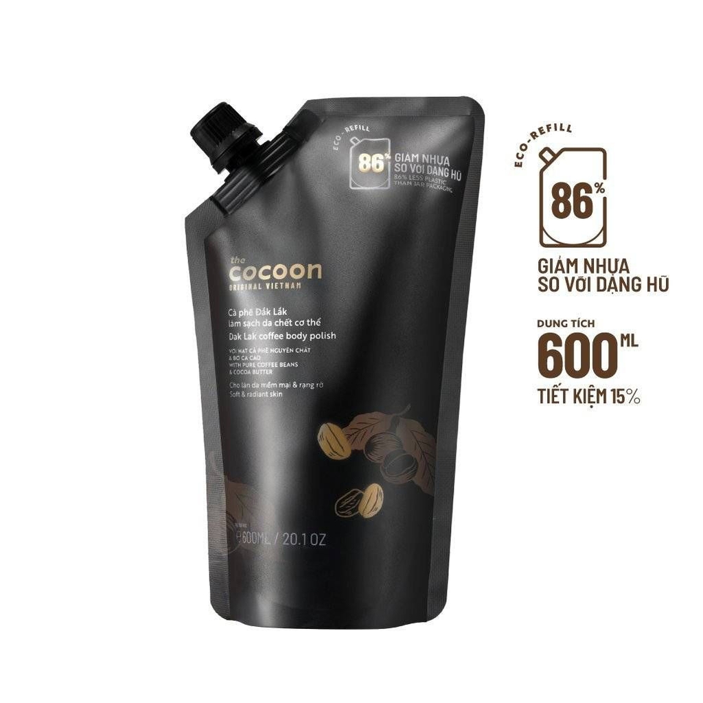 Cà Phê Đắk Lắk Làm Sạch Da Chết Cơ Thể Cocoon Dak Lak Coffee Body Polish Túi 600Ml