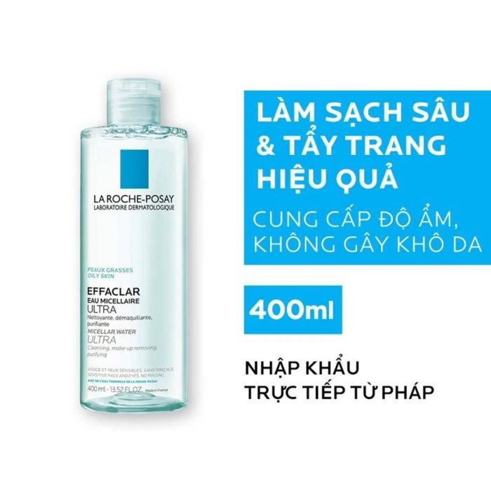 Nước Tẩy Trang Sạch Sâu, Kiểm Soát Nhờn Cho Da Dầu La Roche-Posay Effaclar Micellar Water Ultra Oily Skin 400ml