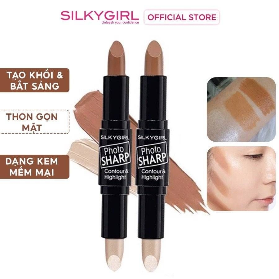 Tạo Khối Hai Đầu Silkygirl Photosharp Contour & Highlight Stick #01 Natural Light 8Gr