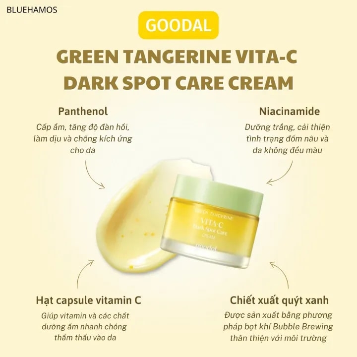Kem dưỡng sáng da mờ thâm Goodal Green Tangerine Vita C Dark Spot Care Cream