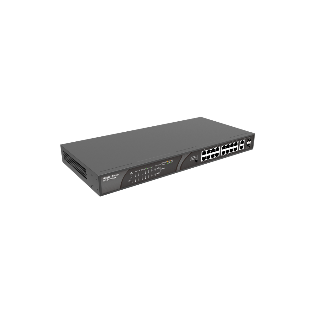 Switch PoE Ruijie RG-ES118S-LP (16 PoE, 2 uplink Gigabit, 120W)