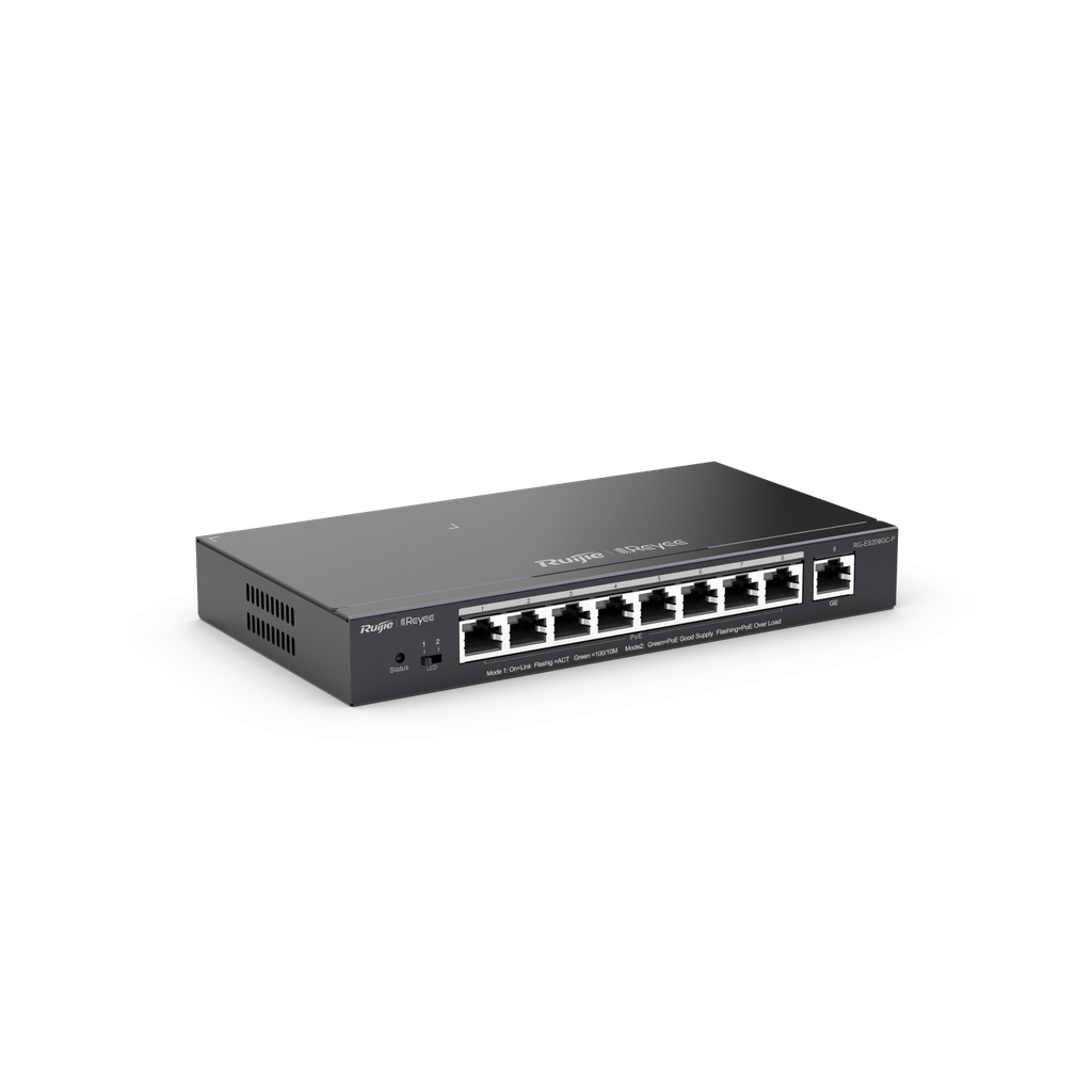 Switch PoE Ruijie RG-ES209GC-P (8 PoE Gigabit, 1 uplink Gigabit, 120W)
