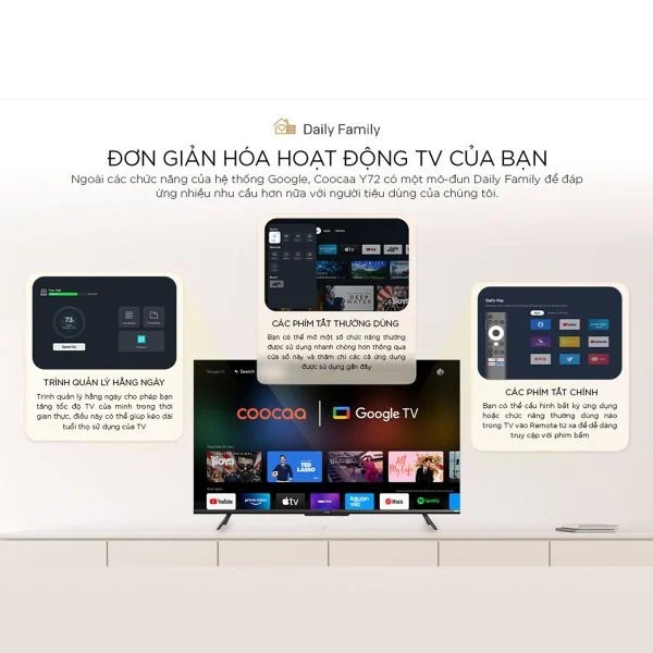 Android Google Tivi Coocaa 55 inch UHD 4K 55Y68 điều khiển giọng nói