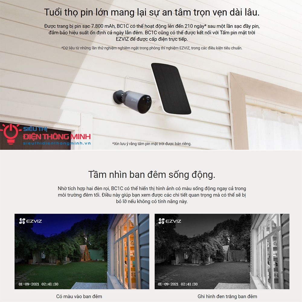 Camera EZVIZ BC1C eLife (Wifi 2MP, PIN 7800mAh)