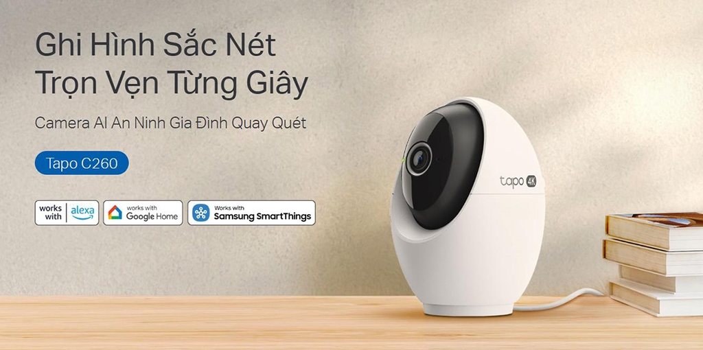 Camera TP-LINK Tapo C260 (Wifi quay quét 8MP, nhận diện khuôn mặt)