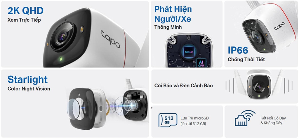 Camera TP-LINK Tapo C320WS (Wifi thân 4MP, Full Color)
