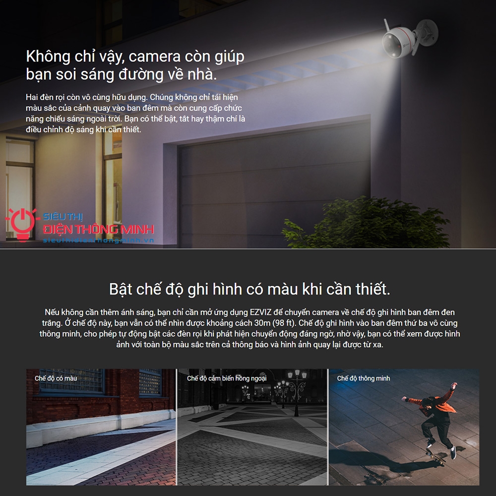 Camera EZVIZ C3W Pro (4MP) (Wifi Thân 4MP, đêm có màu)