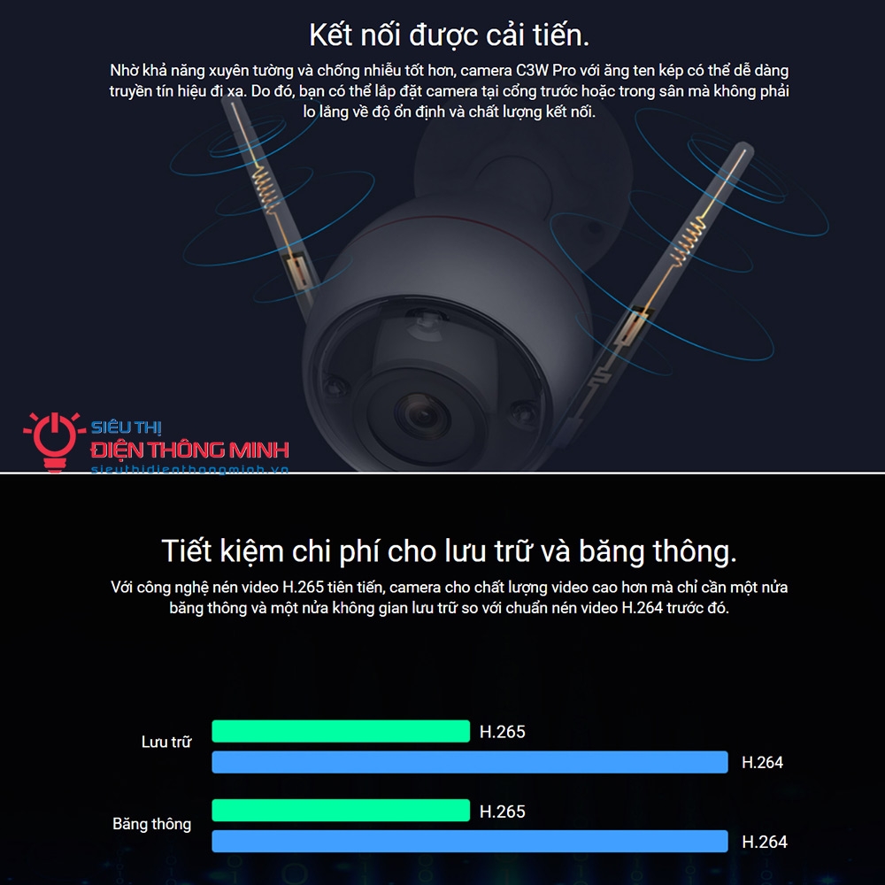 Camera EZVIZ C3W Pro (4MP) (Wifi Thân 4MP, đêm có màu)