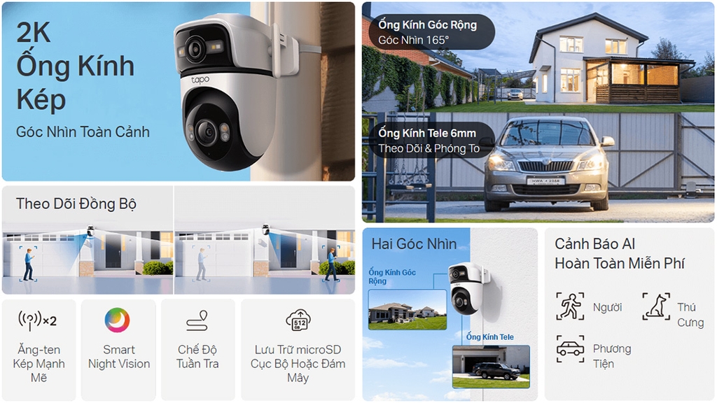 Camera TP-LINK Tapo C545D (Wifi quay quét ngoài trời 2 mắt x 3MP)