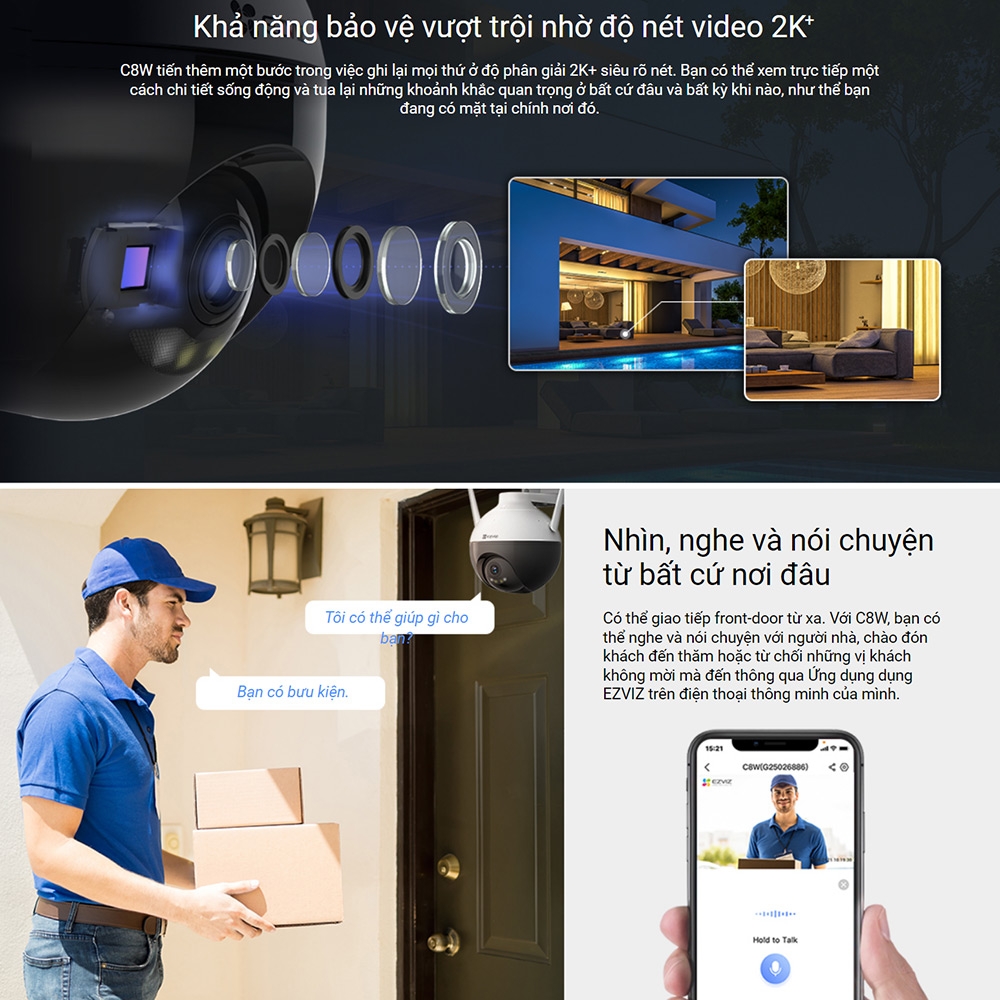 Camera EZVIZ C8W (Wifi quay quét 4MP)