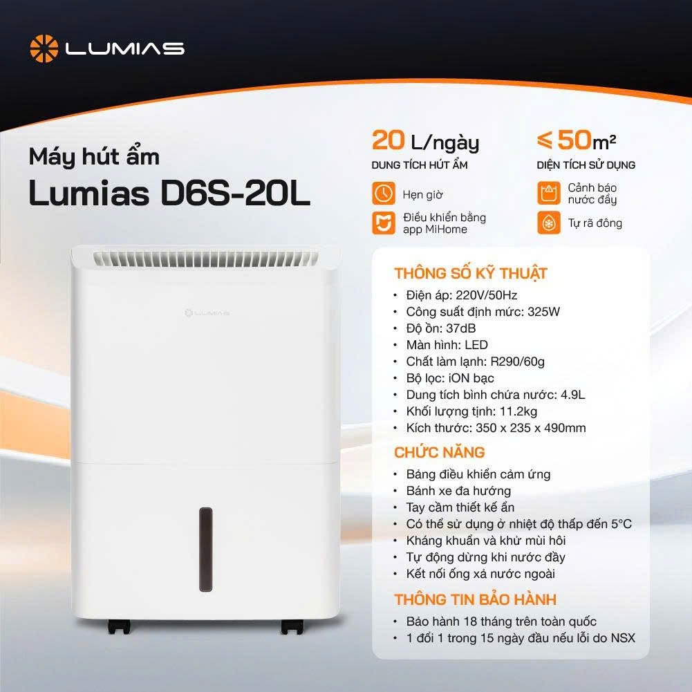 Máy hút ẩm Lumias D6S-20L (20 lít/ngày)