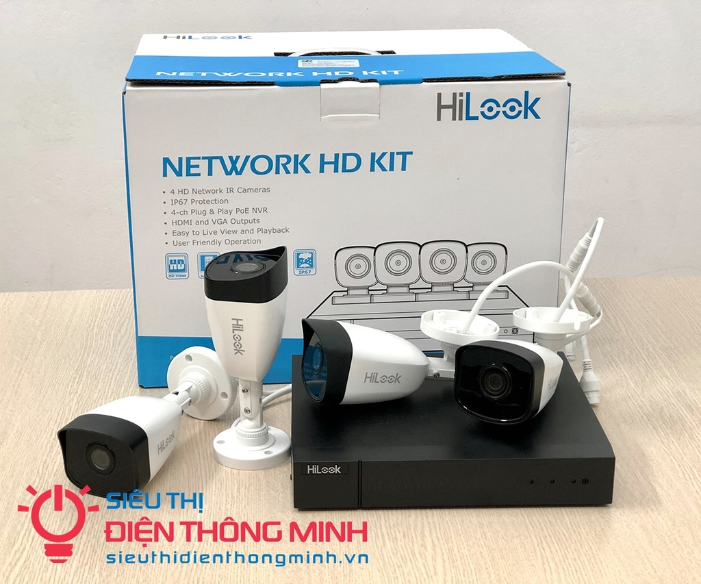 Bộ KIT Camera HiLook Hikvision IK-4042BH-MH/P (NVR 4 cổng PoE + 4 camera IP thân 2MP)