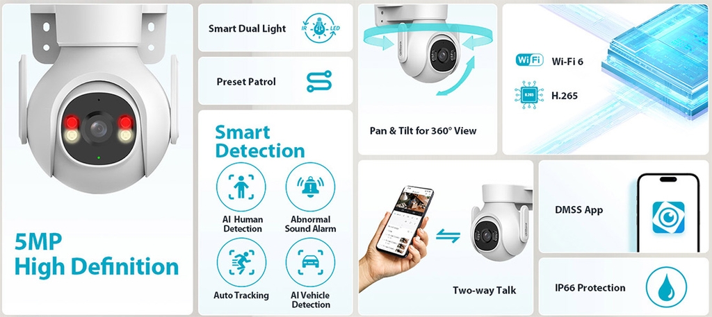 Camera DAHUA DH-P5B-PV (Wifi quay quét 5MP)
