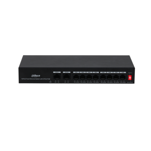 Switch PoE DAHUA DH-PFS3010-8ET-65 (8 PoE, 2 uplink, 65W)