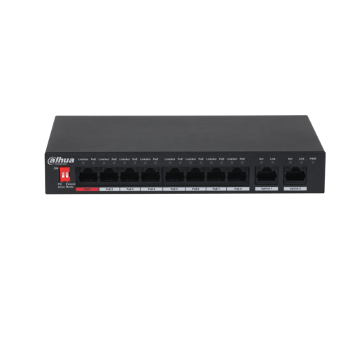 Switch PoE DAHUA DH-PFS3010-8ET-96 (8 PoE, 2 uplink, 96W)