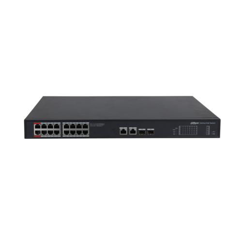 Switch PoE DAHUA DH-PFS3220-16GT-190 (16 PoE Gigabit, 2 uplink Gigabit, 2 SFP, 190W)