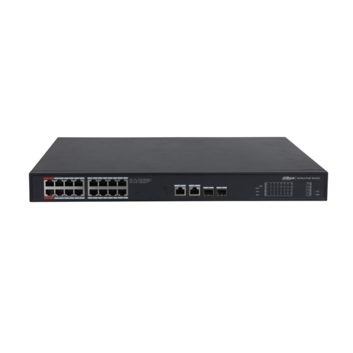 Switch PoE DAHUA DH-PFS3220-16GT-240 (16 PoE Gigabit, 2 uplink Gigabit, 2 SFP, 240W)