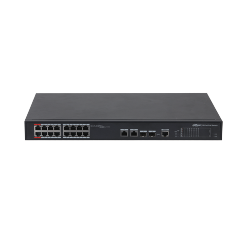 Switch PoE DAHUA DH-PFS4218-16ET-190 (16 PoE, 2 uplink Gigabit hoặc 2 SFP, 190W)