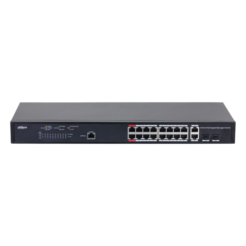 Switch PoE DAHUA DH-PFS4218-16GT-230 (16 PoE Gigabit, 2 uplink Gigabit hoặc 2 SFP, 230W)