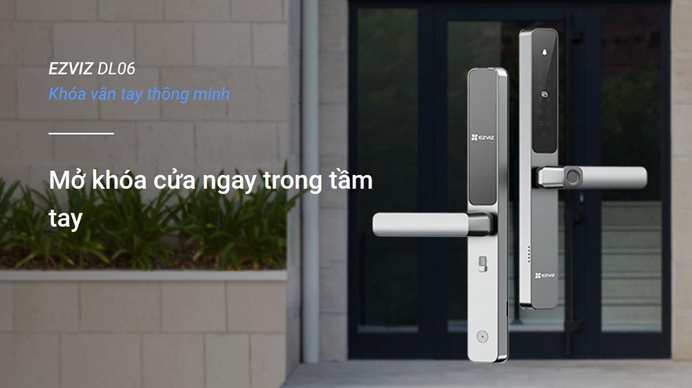 Khóa cửa điện tử EZVIZ DL06 (APP, Vân tay, mật mã, thẻ từ, chìa cơ)