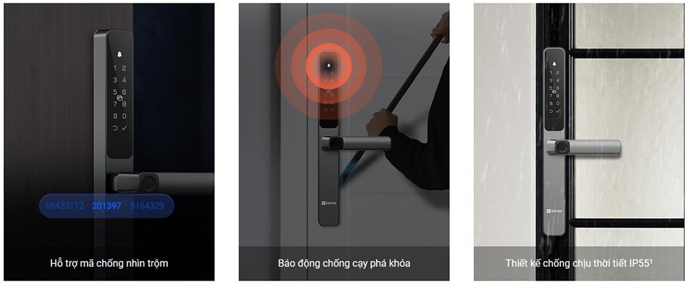 Khóa cửa điện tử EZVIZ DL06 (APP, Vân tay, mật mã, thẻ từ, chìa cơ)