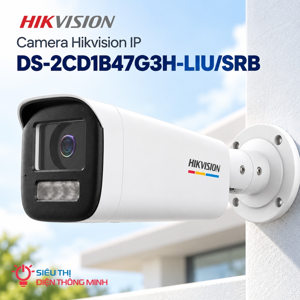 Camera Hikvision IP DS-2CD1B47G3H-LIU/SRB (Thân lớn 4MP, Loa mic, báo động, AI ColorVu đêm như ngày)