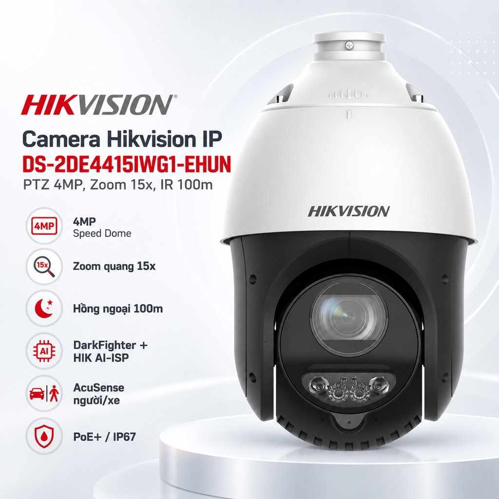 Camera Hikvision IP DS-2DE4415IWG1-EHUN (PTZ 4MP, Zoom 15x, IR 100m)
