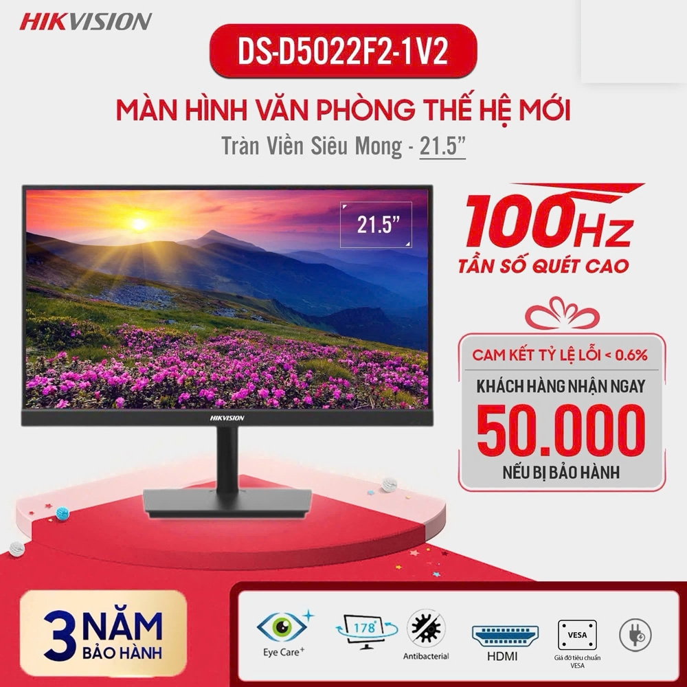 Màn hình máy tính Hikvision DS-D5022F2-1V2 (21.5 inch/Full HD/100HZ/250cd/m2)