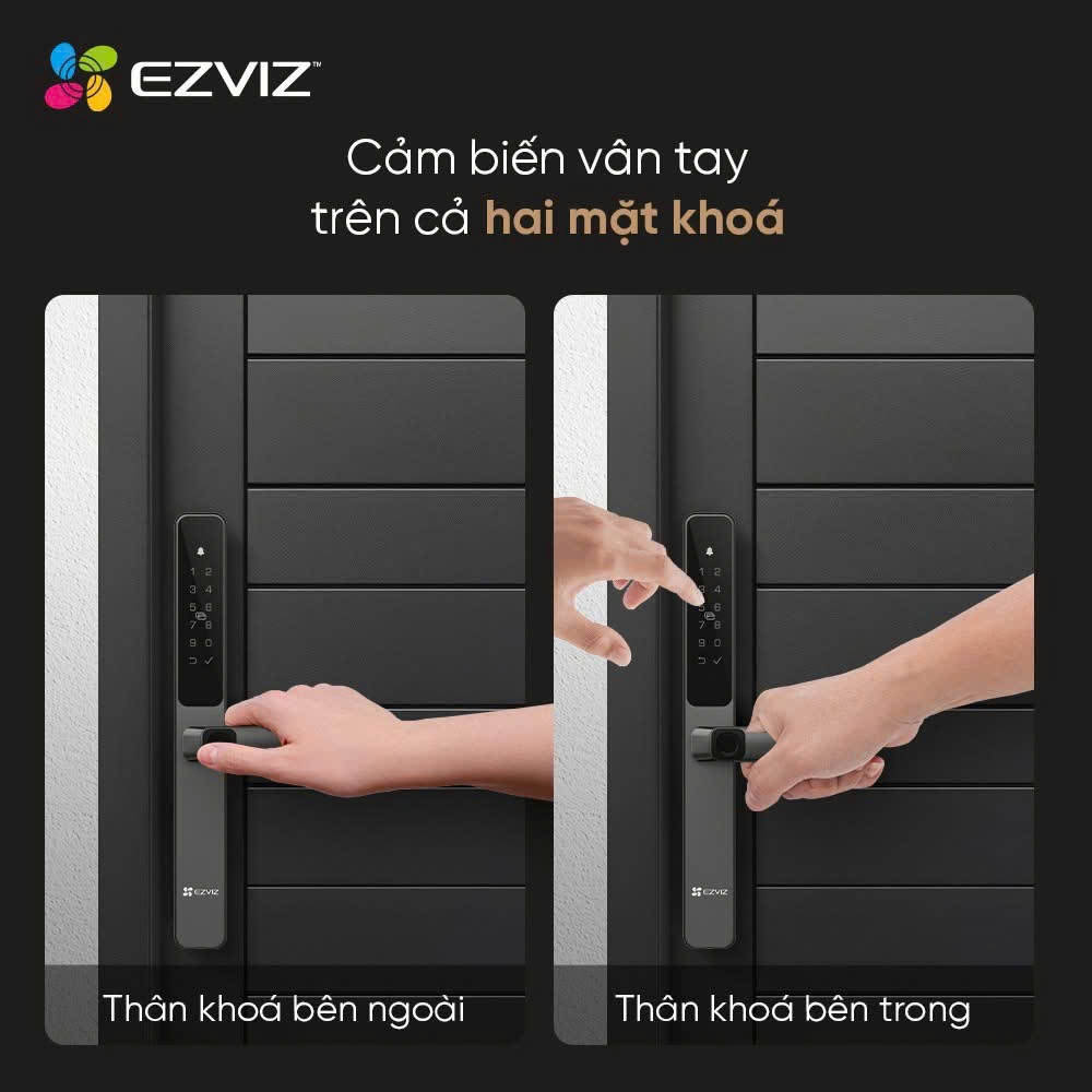 Khóa cửa điện tử EZVIZ DL06 Pro (APP, Vân tay 2 mặt, mật mã, thẻ từ, chìa cơ)