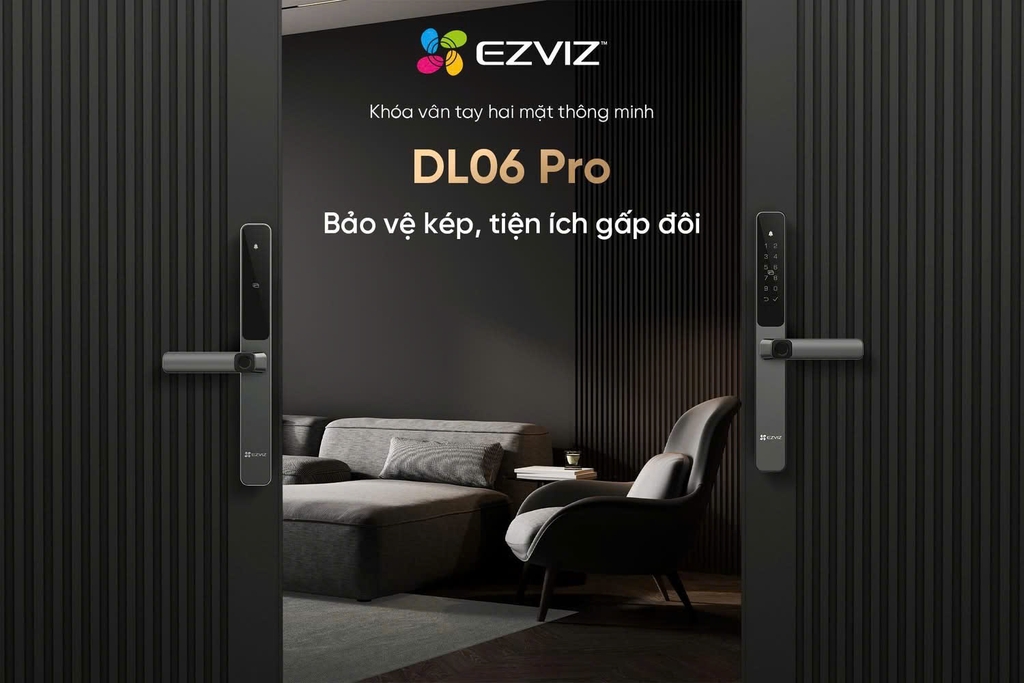 Khóa cửa điện tử EZVIZ DL06 Pro (APP, Vân tay 2 mặt, mật mã, thẻ từ, chìa cơ)
