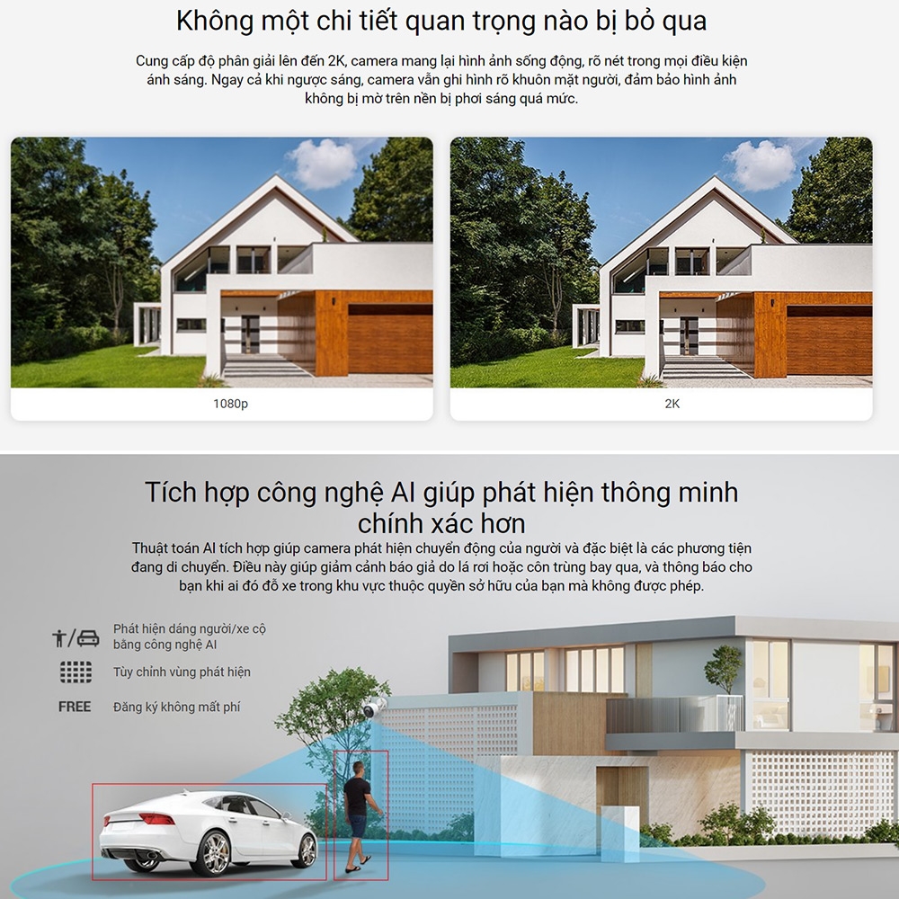 Camera EZVIZ H3 2K (Wifi Thân 3MP, đêm có màu)