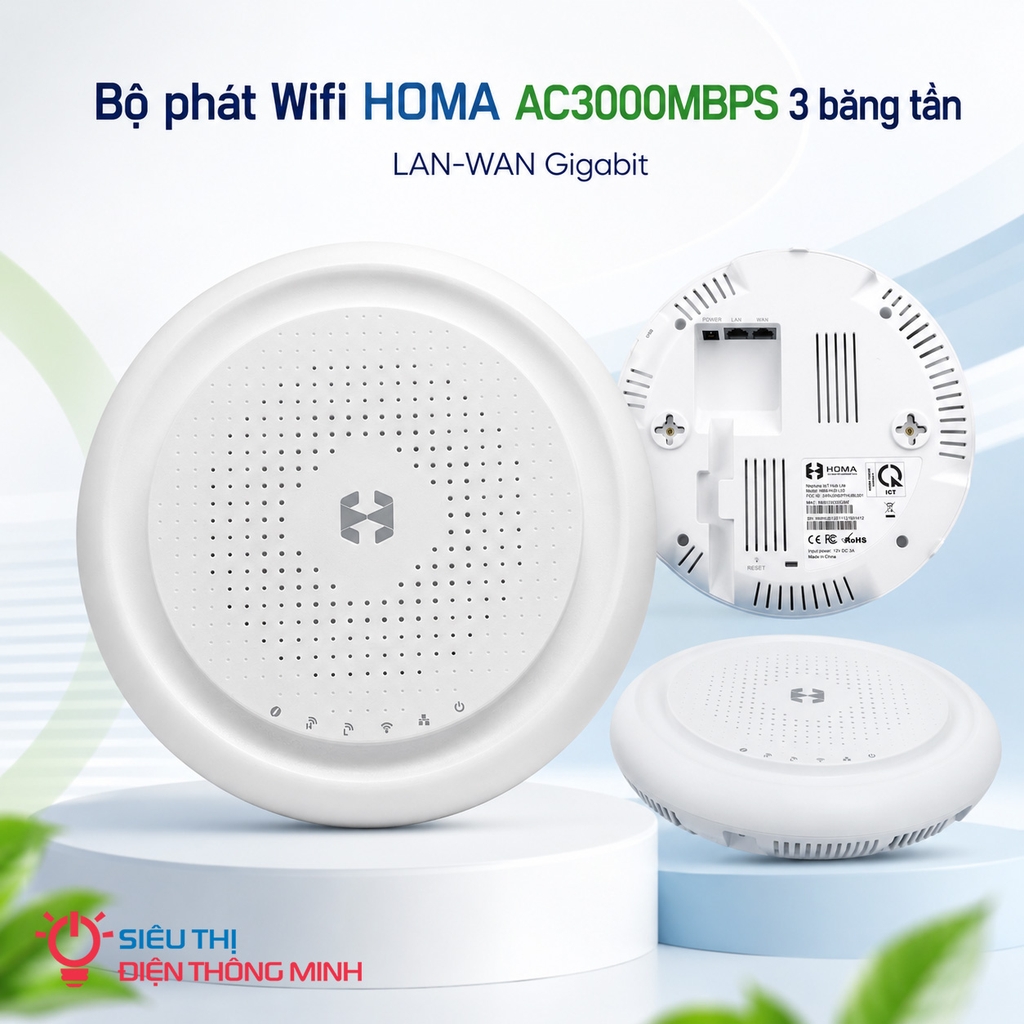 Bộ phát Wifi HOMA AC3000MBPS 3 băng tần (LAN-WAN Gigabit)