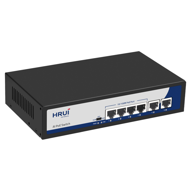 Switch PoE HRUI HR900-AF-42N (4 PoE + 2 uplink)