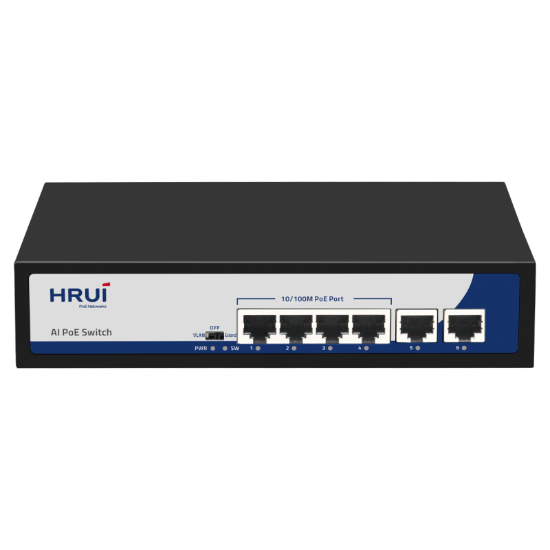 Switch PoE HRUI HR900-AF-42N (4 PoE + 2 uplink)