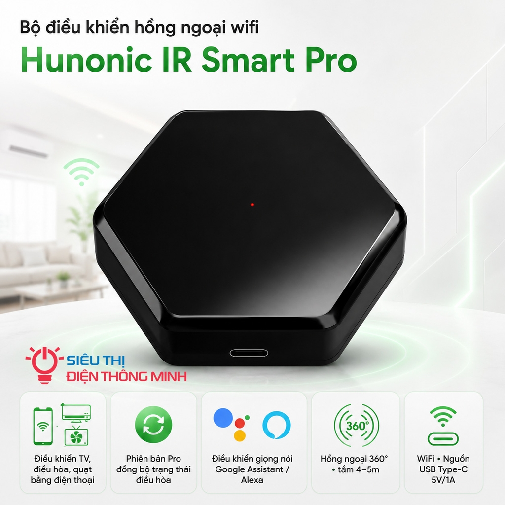 Bộ điều khiển hồng ngoại wifi Hunonic IR Smart Pro