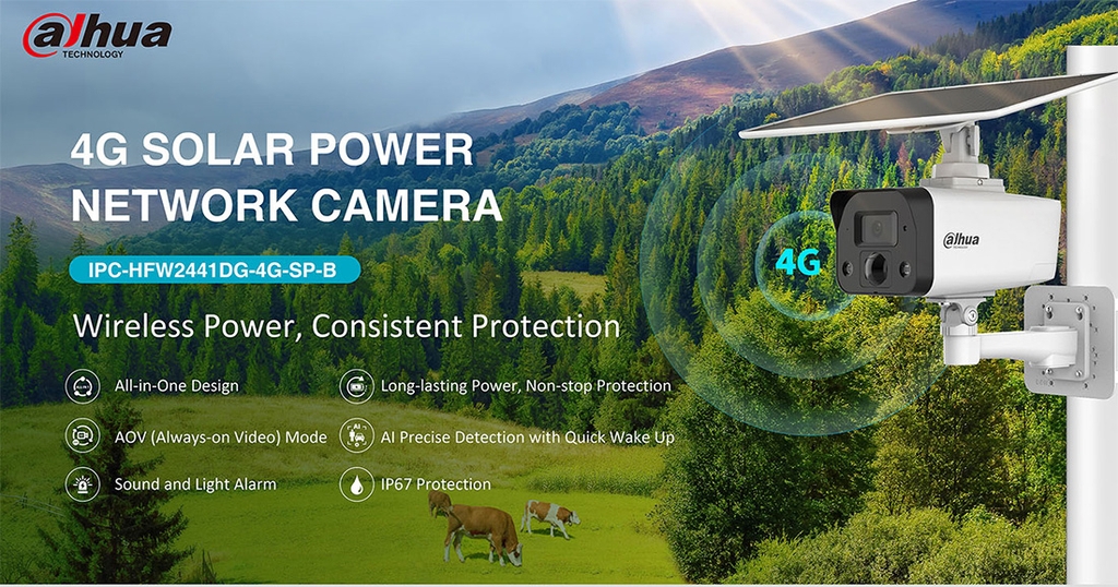 Camera 4G DAHUA DH-IPC-HFW2441DG-4G-SP-B (Cắm Sim 4G, tích hợp Pin và Solar)