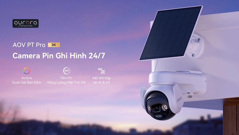 Camera IMOU IPC-UA7E-5M0T2-EU/FSP14 (Quay quét 5MP, Wifi, 4G, Pin 10.000mAh, tấm Solar 5W, Aurora đêm như ngày)