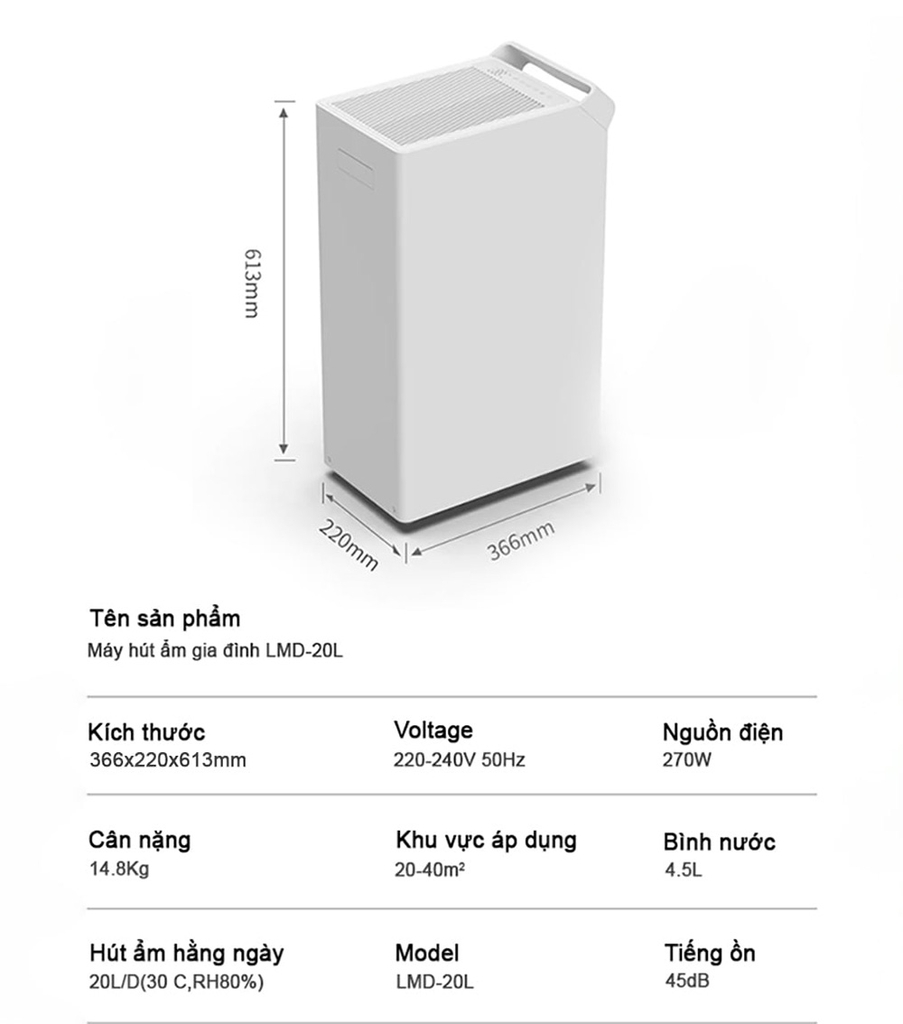 Máy hút ẩm Lumias LMD-20L (20 lít/ngày)
