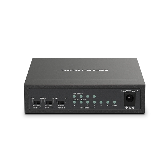 Switch PoE Mercusys MS106LP (4 PoE, 2 Uplink, 40W)