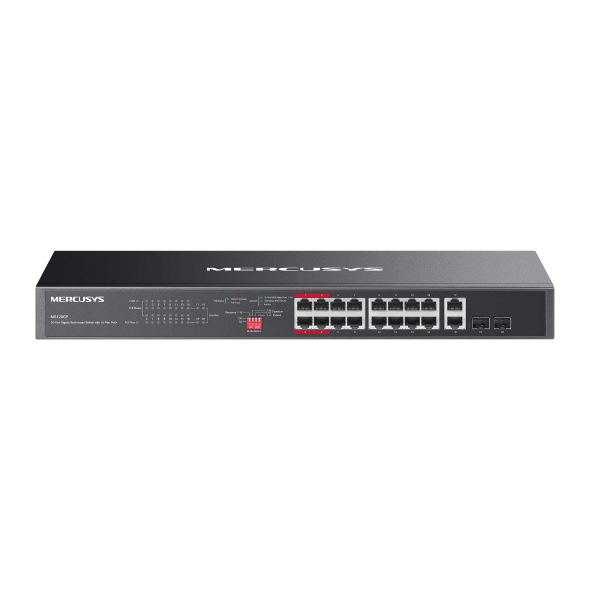 Switch PoE Mercusys MS120GP (16 PoE Gigabit, 2 Uplink Gigabit, 2 SFP, 192W)