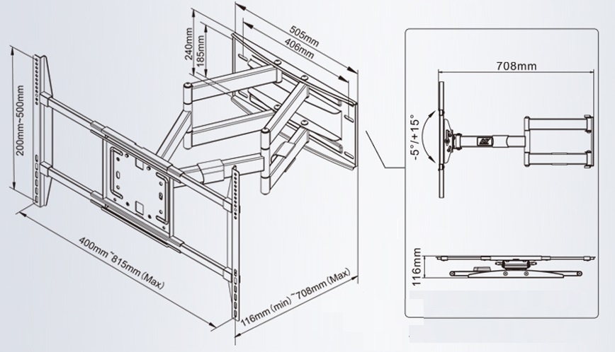 Giá treo Tivi xoay đa năng  NB-SP5 từ 75 inch - 100 inch chính Hãng
