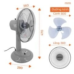 Quạt bàn Nanoco NTF1207G (màu xám, 40W)